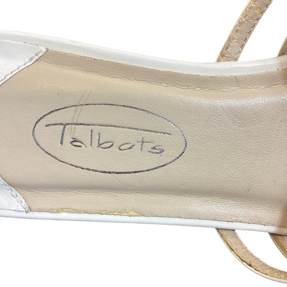 Talbots Kitten Heel Sandals Slides Sz 8B White Patent Leather #307C - Picture 8 of 10